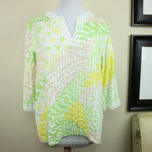 Alfred Dunner Tunic Blouse Embroidered Neckline